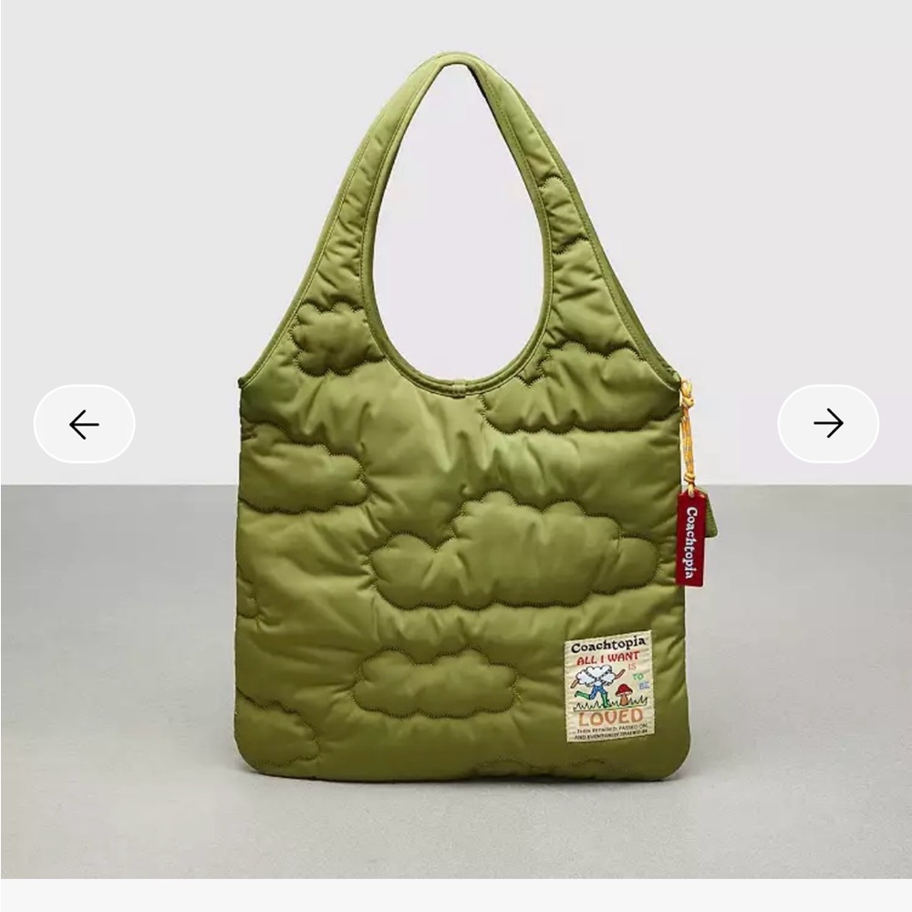 Coach Green Quilted Tote with Patch